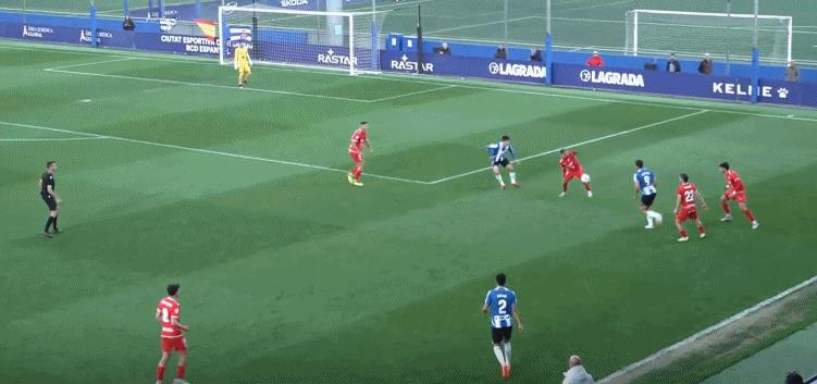 谭凯元替补登场送上留洋后的首次助攻，西班牙人B队3-1赢球