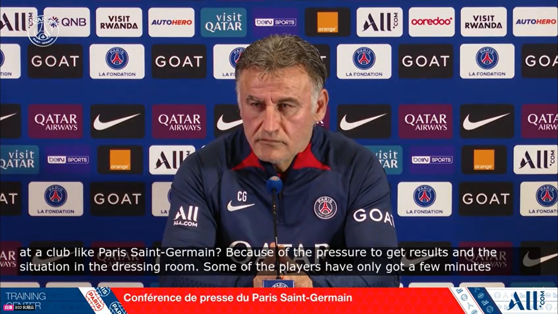 加尔蒂：姆巴佩想当射手王&梅西喜欢传关键球，但我们需要每个人