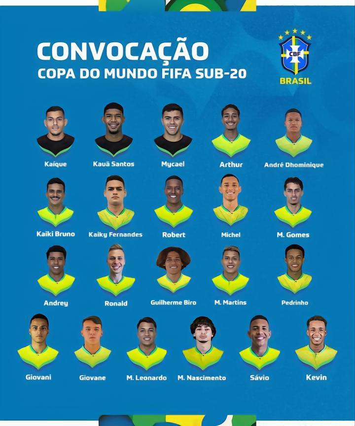 巴西U20世青赛大名单：安德雷领衔，恩德里克、罗克无缘