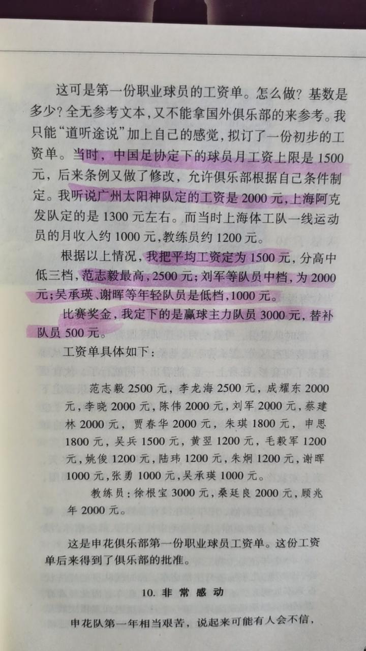 1994年上海申花球员教练工资单。范志毅属于球员...