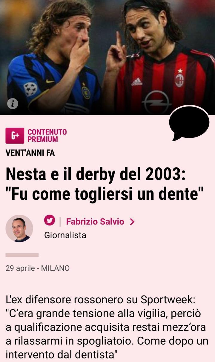 米体标题：内斯塔回忆2003年的米兰德比： “就...