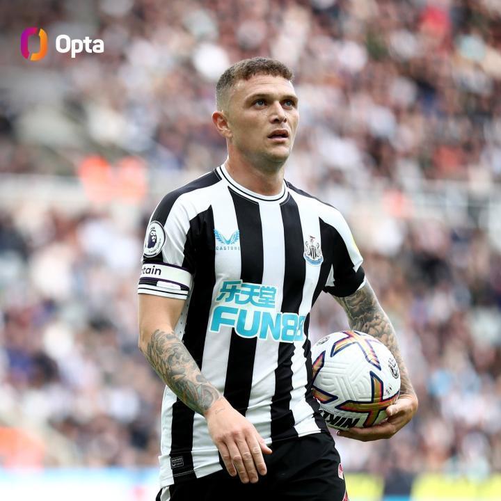 特里皮尔本赛季英超触球次数占他在场上全队的13.9%