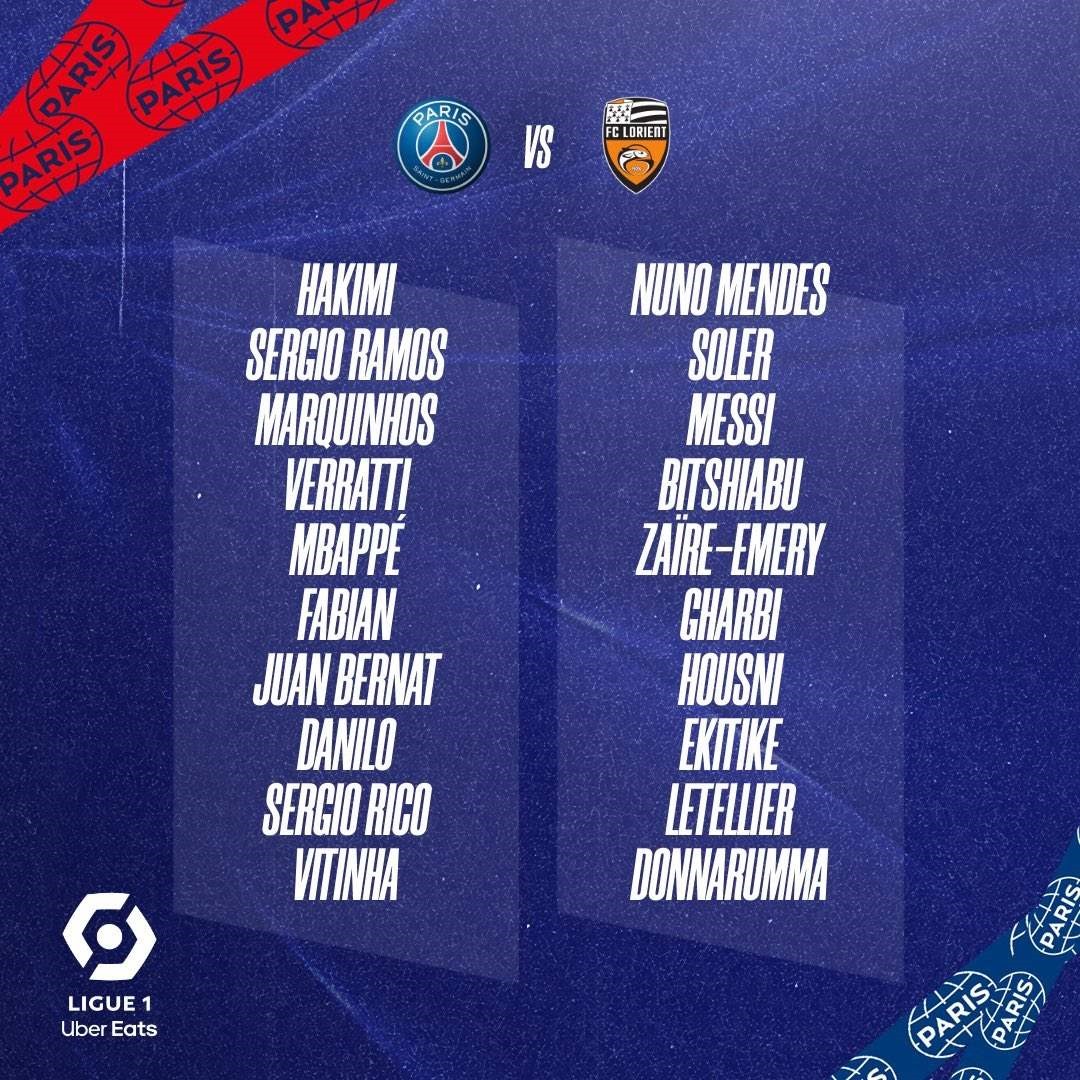 巴黎大名单：梅西&姆巴佩领衔 阿什拉夫&拉莫斯在列 内马尔缺席