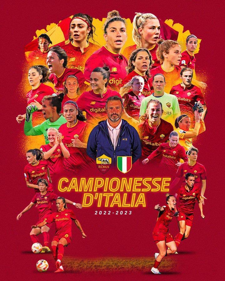 罗马女足2-1战胜佛罗伦萨，提前三轮夺冠，历史首...
