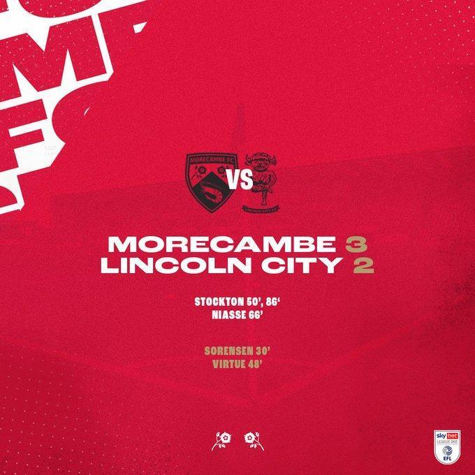 让二追三！莫克姆战胜林肯城，保级悬念留到最后一轮