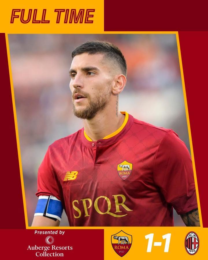 全场比赛结束罗马主场1-1战平AC米兰上半场...