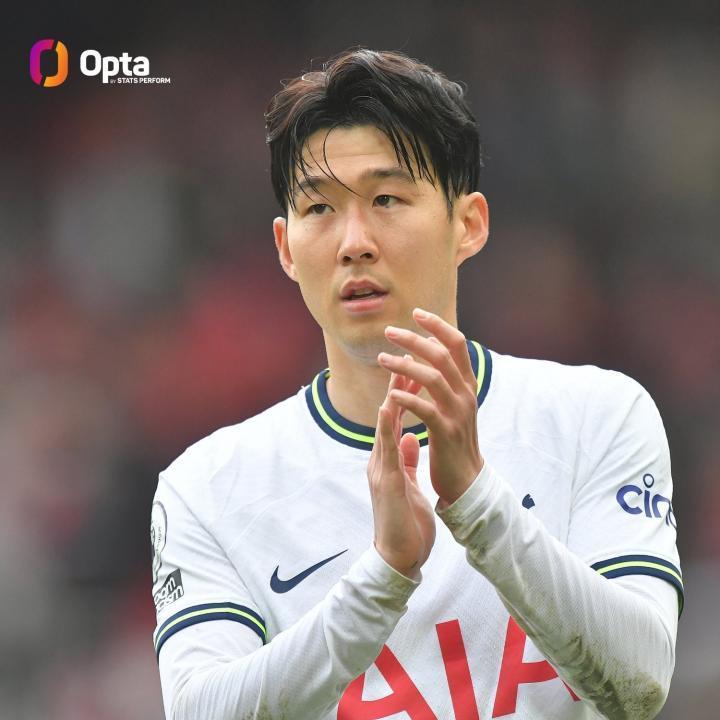 孙兴慜是英超历史上第11位连续7个赛季进球10 的球员