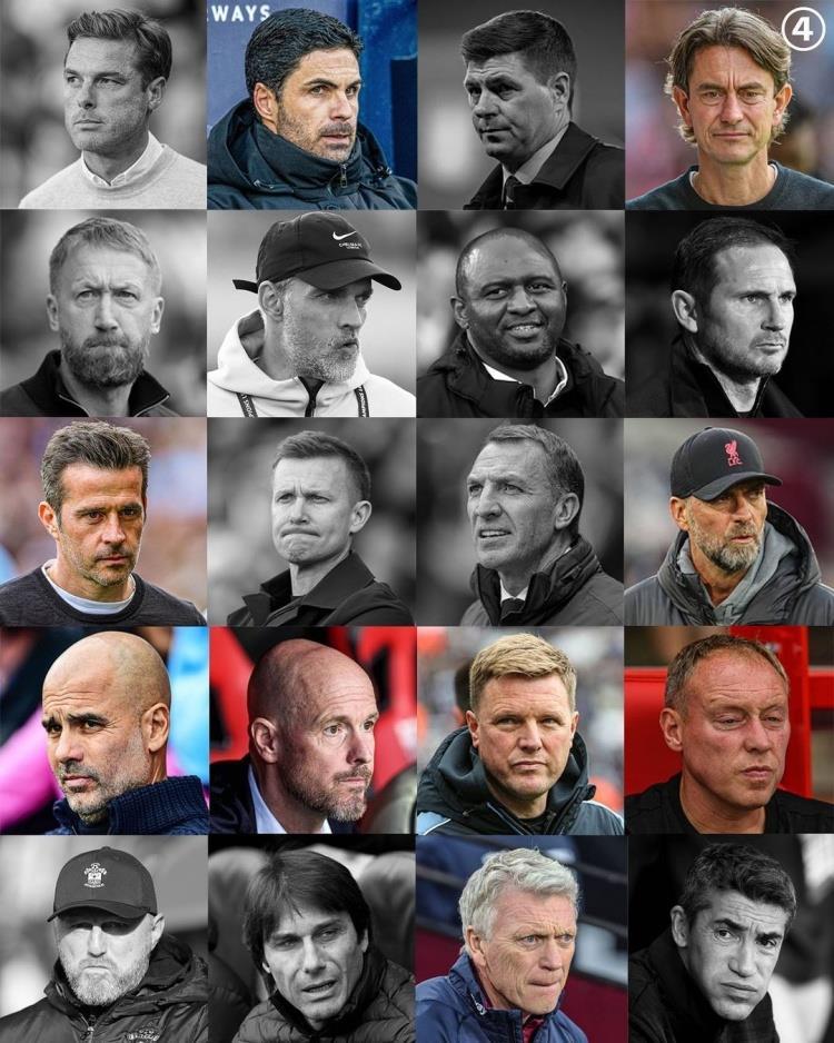 不足半数，20支英超球队当前主帅只有9支是赛季开始时的主帅