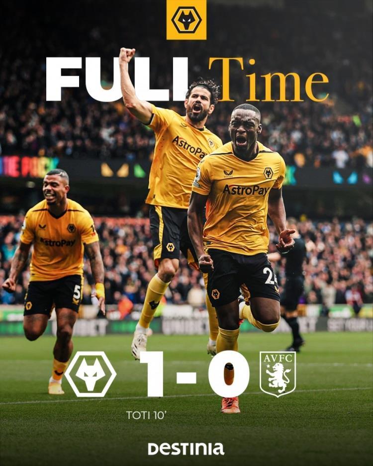 英超-托迪-戈麦斯制胜 狼队1-0维拉送对手两连败