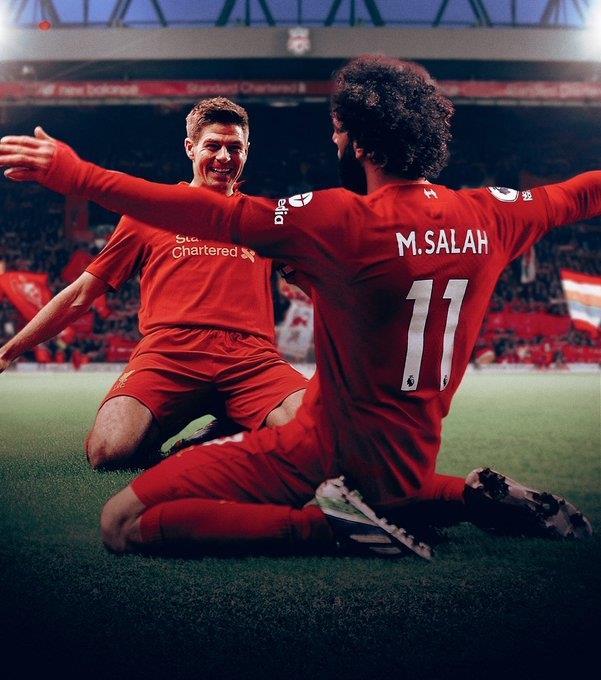 萨拉赫已为利物浦打进186球，追平杰拉德并列队史第五位