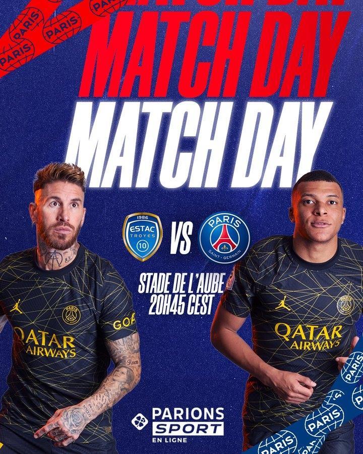 巴黎晒战特鲁瓦海报：姆巴佩、拉莫斯担纲主角