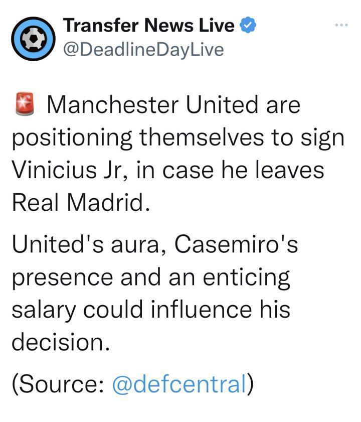 转会丨据皇马跟队记者defcentral报道，曼