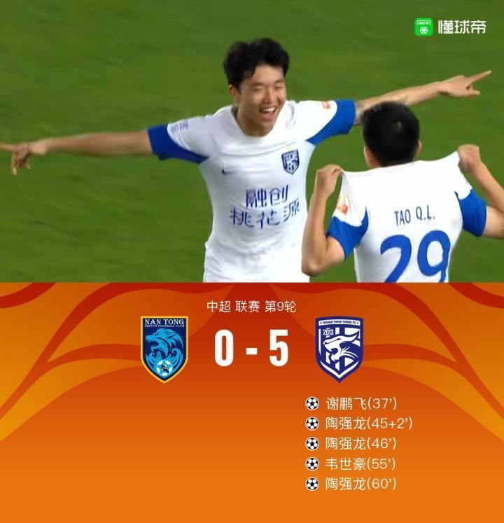 陶强龙戴帽 助攻！三镇5-0南通，谢鹏飞一球两助，韦世豪传射