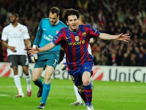 梅西大四喜 巴萨淘汰阿森纳