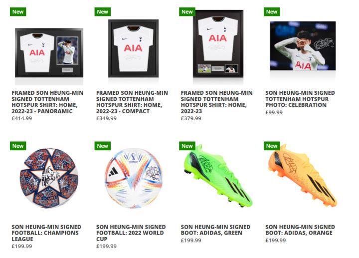 A1 Sporting上架热刺球星孙兴慜签名收藏