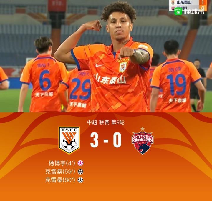 山东3-0深圳，克雷桑双响，费莱尼遭争议判罚，莫伊塞斯伤退