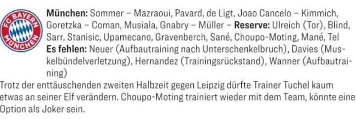 踢球者预测拜仁收官战首发：穆勒突前，格纳布里出场