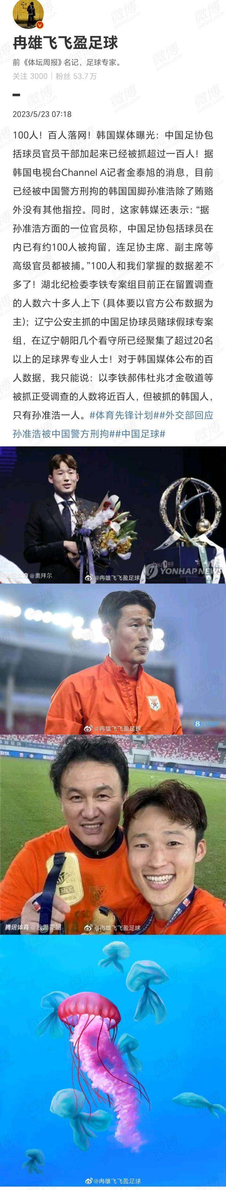 媒体人冉雄飞：100人！百人落网！韩国媒体曝光：