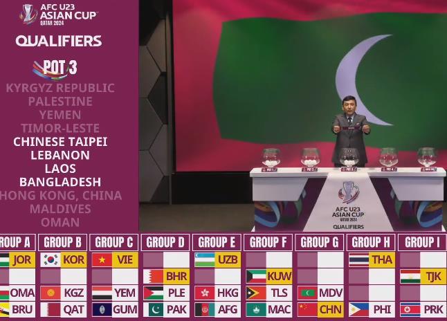 第三档抽完 中国国奥与马尔代夫分在一组
