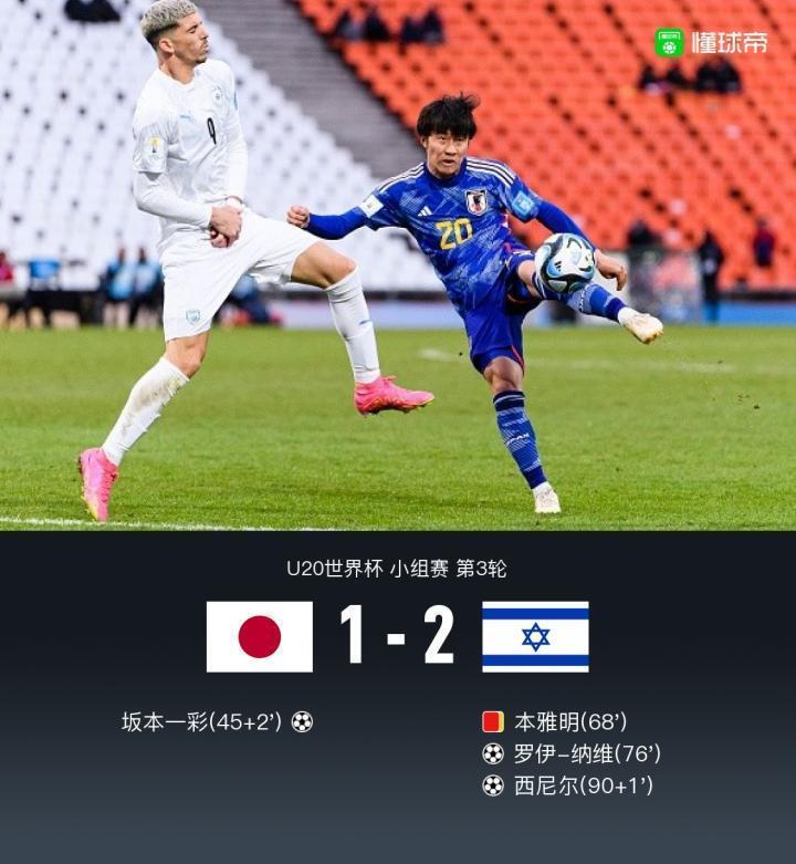 U20日本1-2遭以色列U20逆转无缘直接晋级，西尼尔替补绝杀