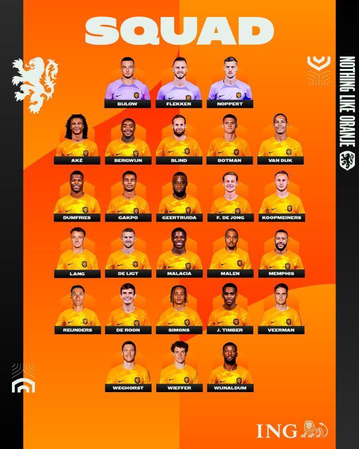 荷兰队欧国联决赛圈大名单：范戴克、德容领衔，德弗赖缺席