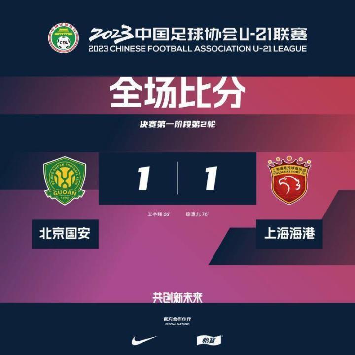 U21联赛丨北京国安1-1上海海港