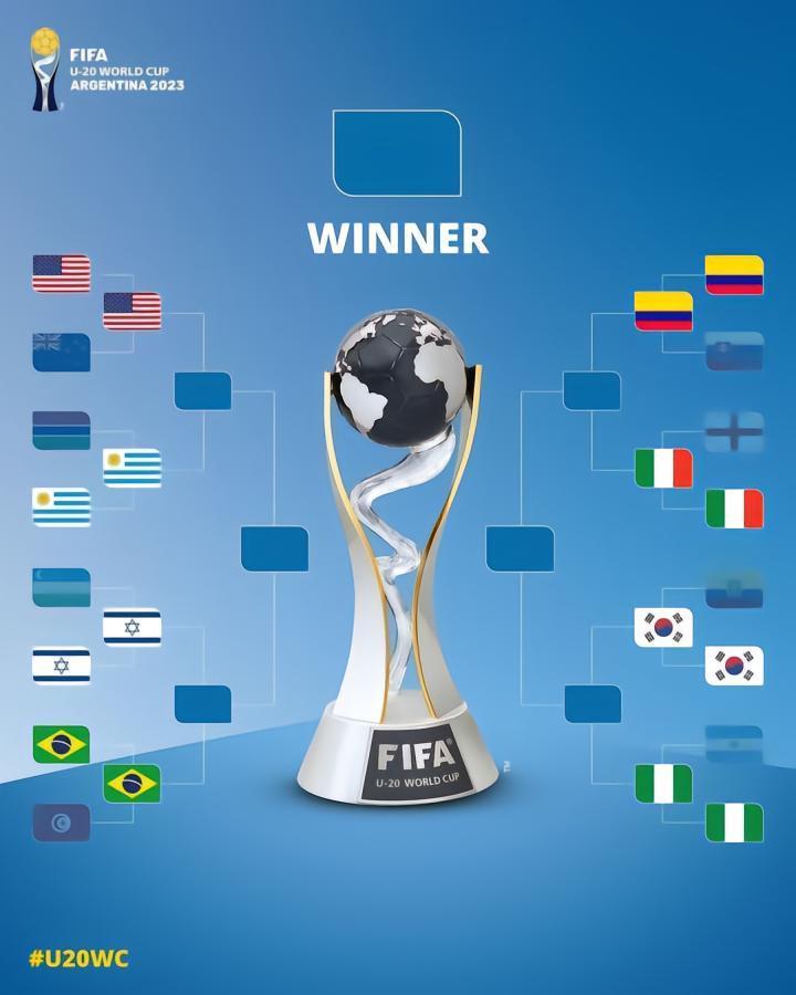 U20世界杯1/4决赛对阵：以色列vs巴西，韩国vs尼日利亚