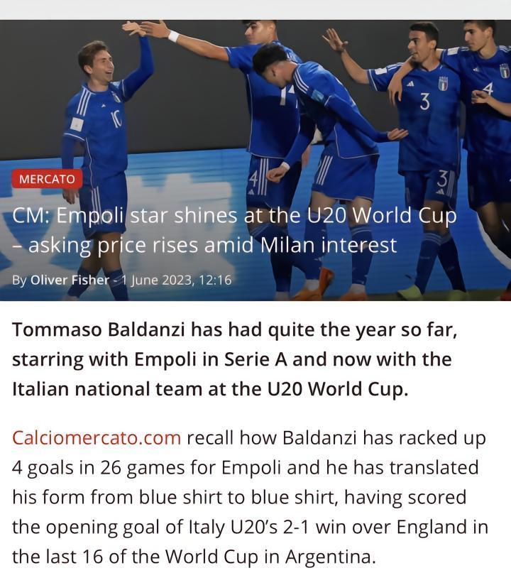 CM：恩波利球星在U20世界杯上大放异彩-AC米