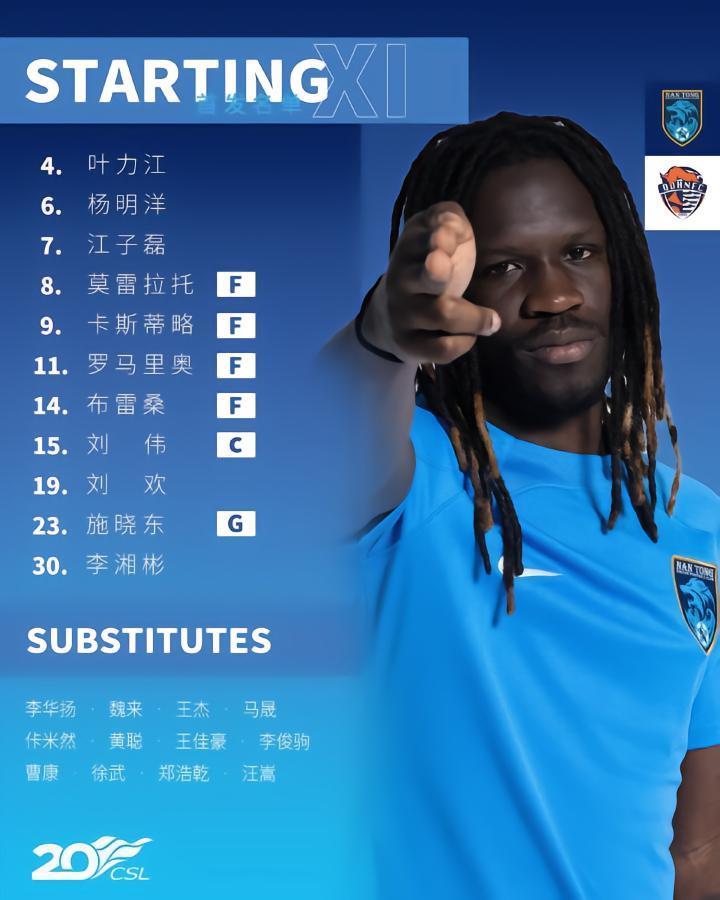 福布斯首次首发，4外援比拼！海牛对南通首发出炉，王哲执法