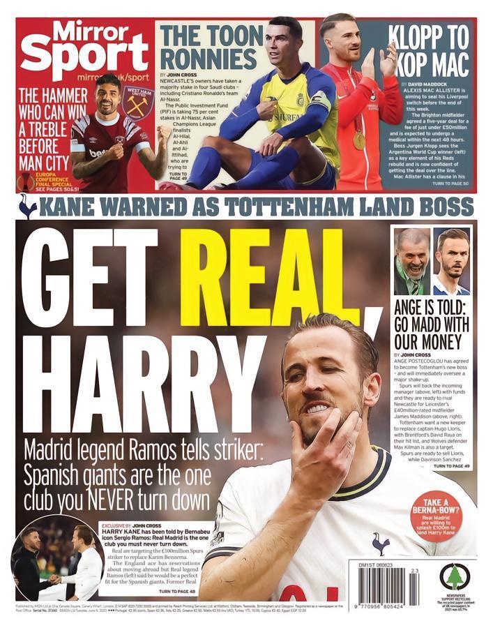 拉莫斯谈凯恩：我建议所有球员不要拒绝效力皇马的机会