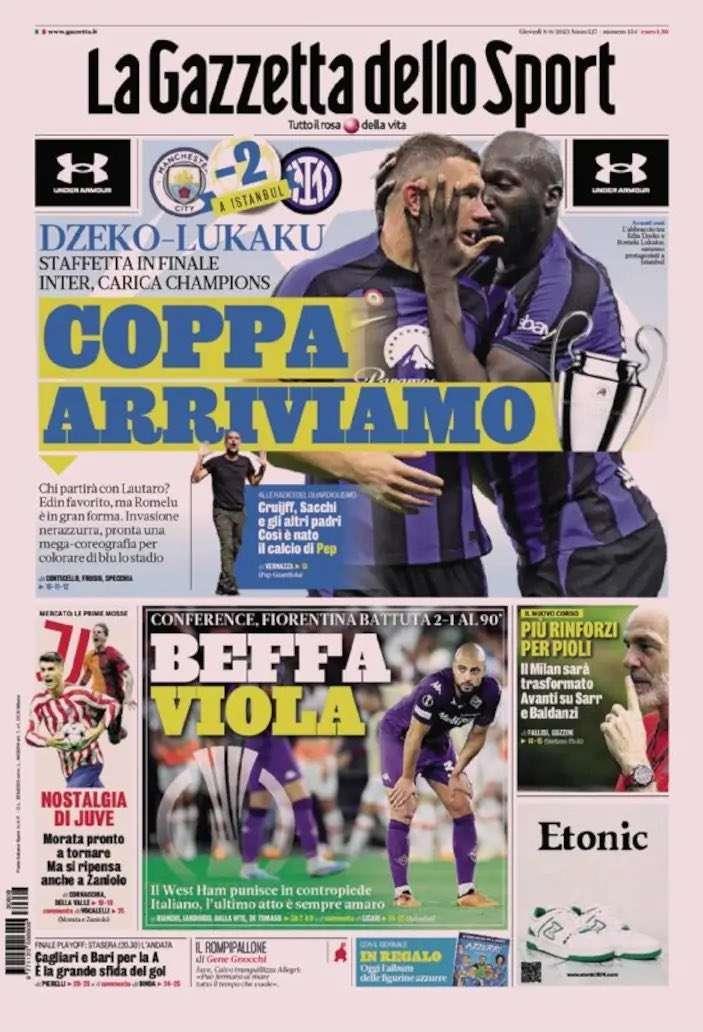 意媒LaGazzetta今日报纸头条：AC米兰正