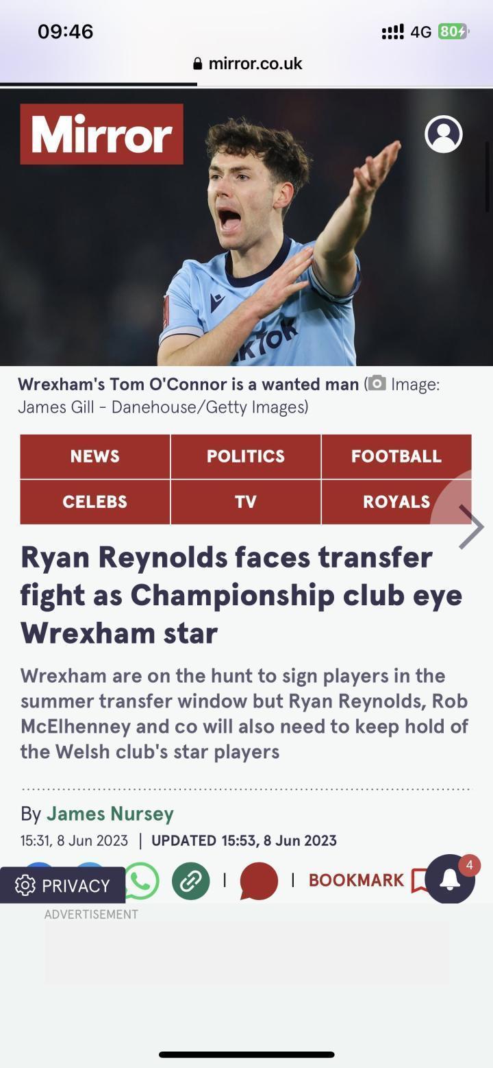 两条转会传闻1.考文垂有意雷克瑟姆爱尔兰中场托马