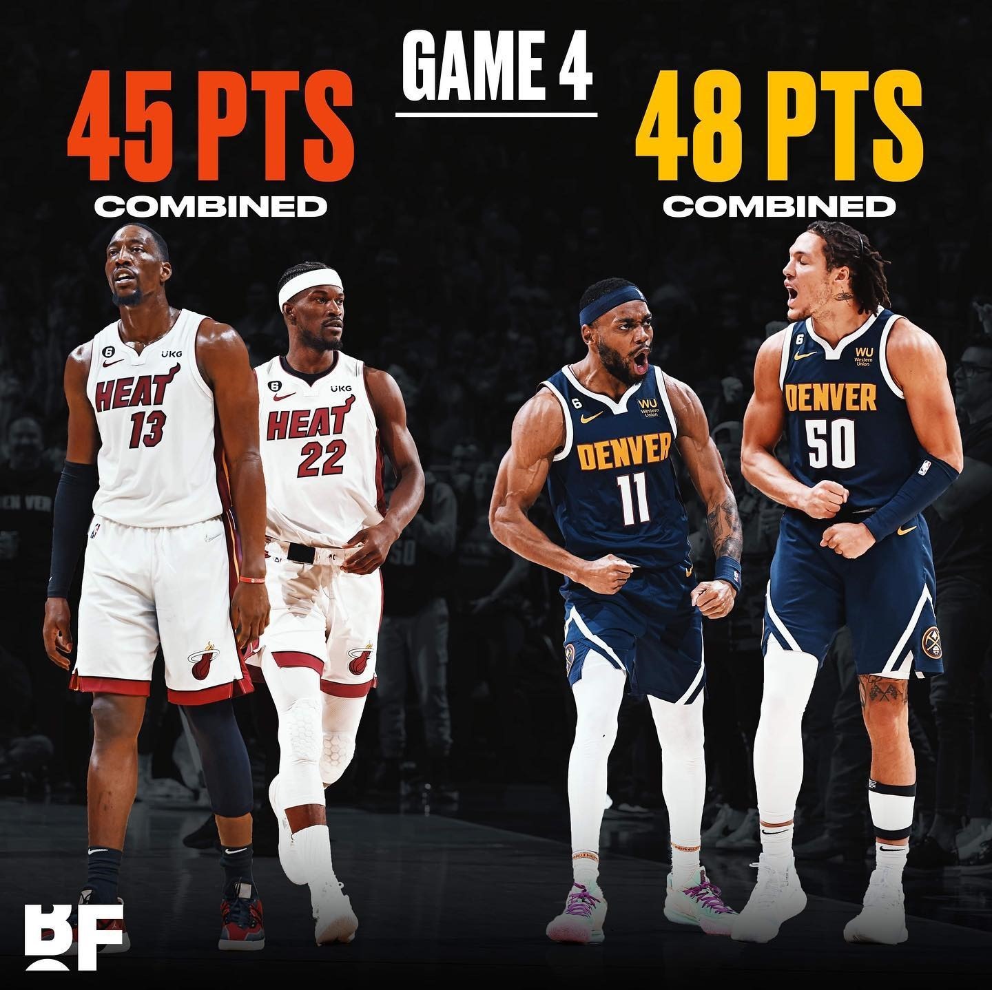 这怎么打？巴特勒 阿德巴约合砍45分＜布朗 戈登48分