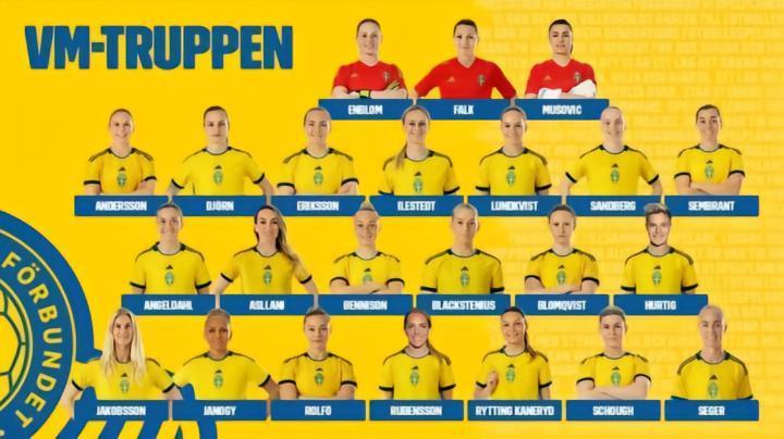 瑞典女足公布世界杯最终23人名单：阿斯拉尼领衔