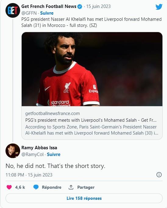 萨拉赫经纪人否认加盟巴黎传闻：我们没有和纳赛尔见面