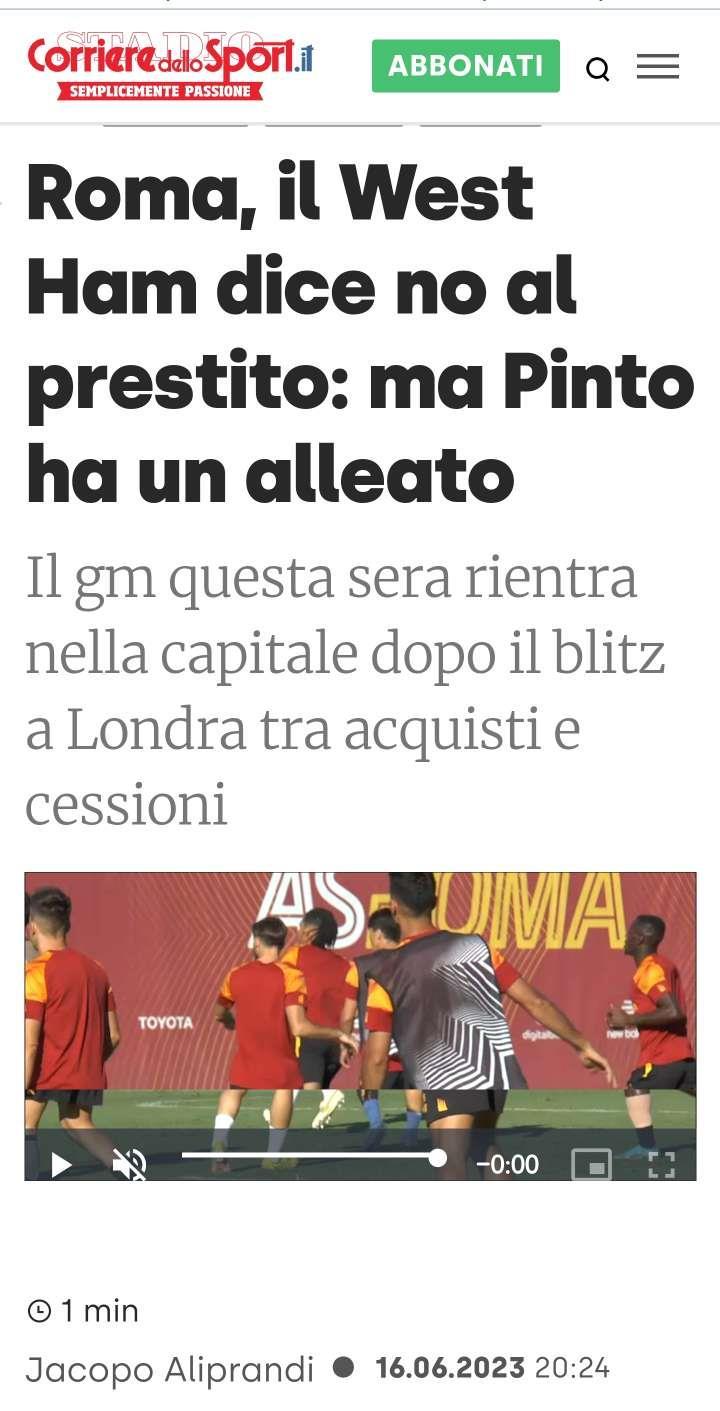 罗马体育报跟队记者阿里普兰迪的消息，也算是转会市