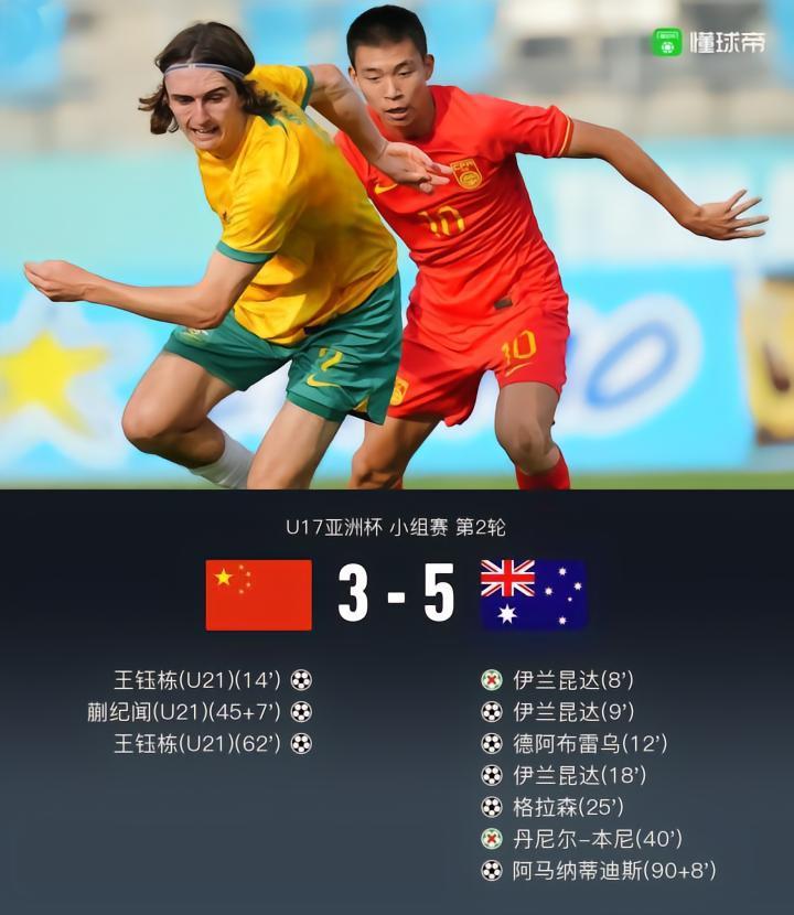 国少3-5澳大利亚U17，王钰栋双响，谢龚博两扑点 连场黄油手
