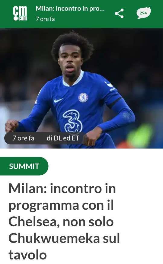 CM：米兰很快将与切尔西会面，寻求签下丘库埃梅卡