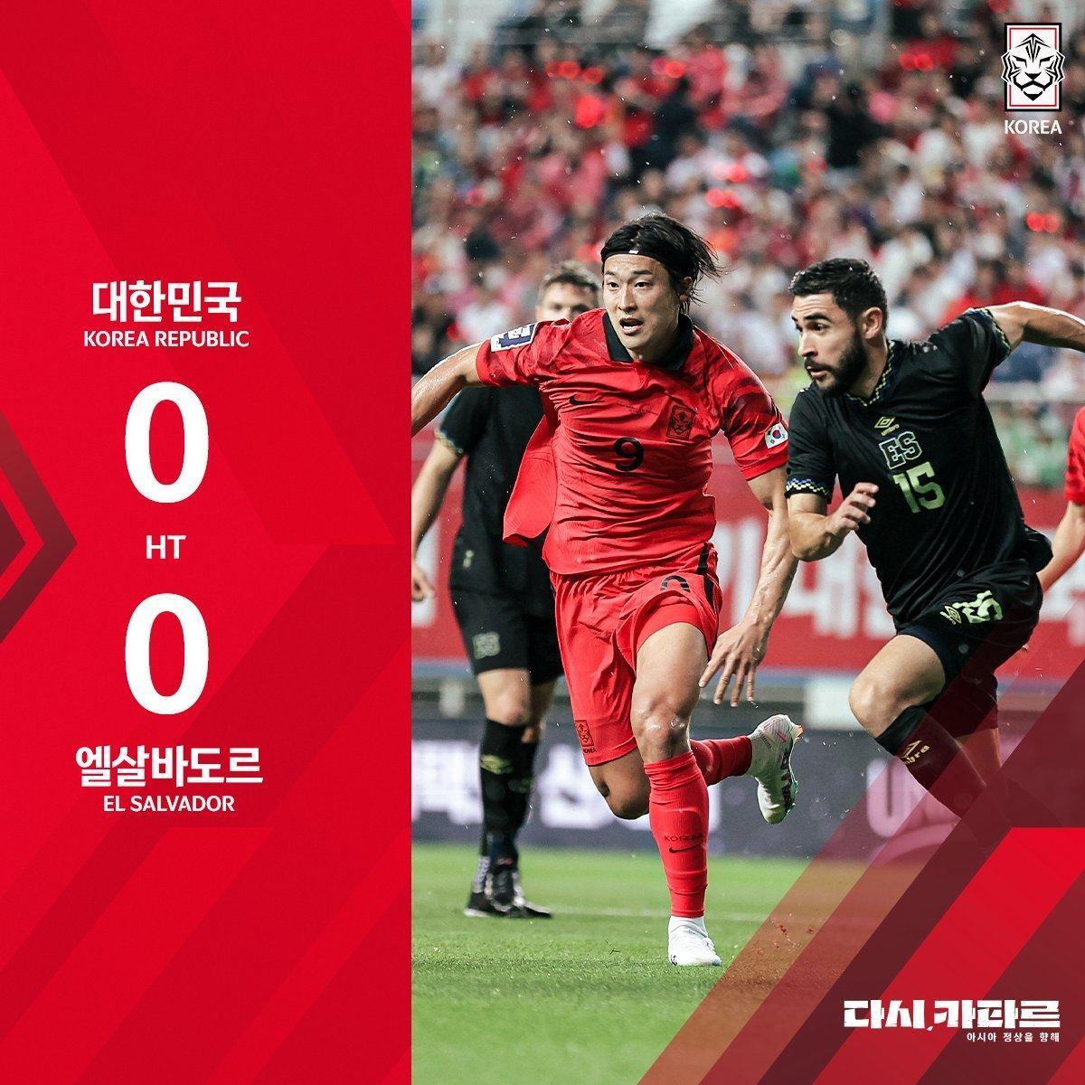 半场-李刚仁屡造险曹圭成头球偏出 韩国暂0-0萨尔瓦多