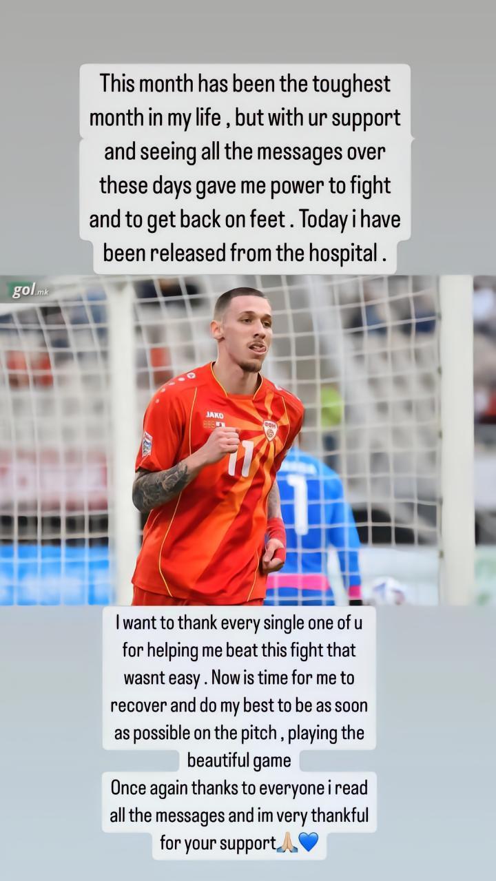 丘尔利诺夫报平安：感谢这段时间各种鼓励，尽快恢复重回赛场