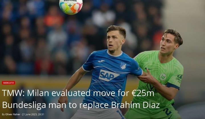 TMW：AC米兰评估了鲍姆加特纳取代迪亚斯根据T