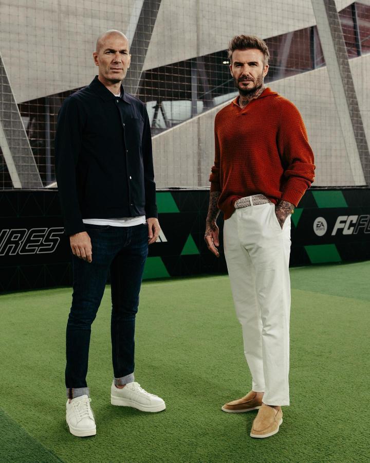 两位传奇，贝克汉姆晒与齐达内参加活动时合照