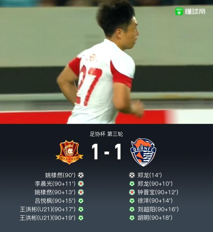 足协杯海牛总分5-4点杀丹东晋级，刘超阳勺子点球制胜