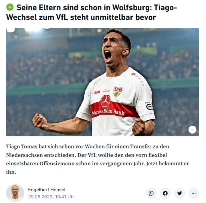 WAZ的消息，沃尔夫斯堡这个夏天肯定会签下一名左