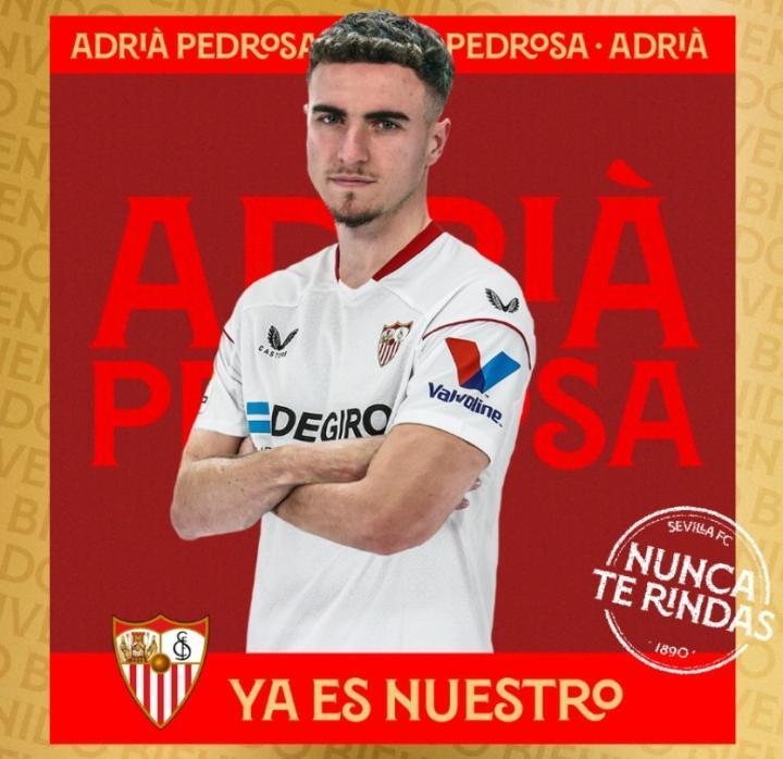 官方：塞维利亚免签西班牙人后卫佩德罗萨，签至2028年