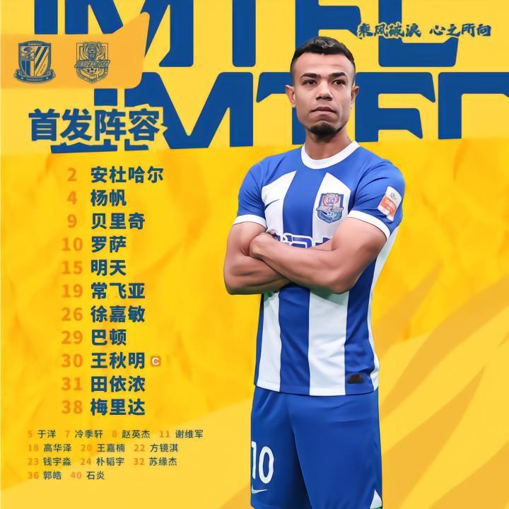 2023年中超 第14轮 天津津门虎队出场数据