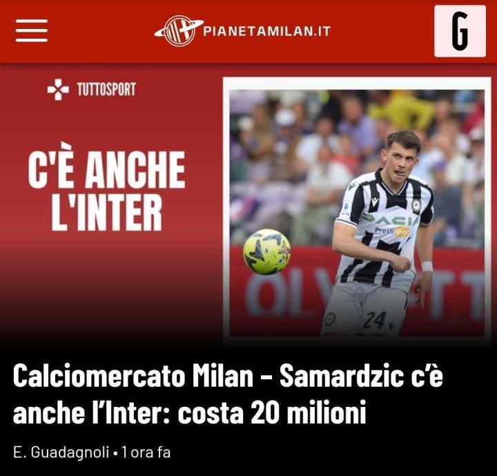 Tuttosport：国米将和米兰争夺萨马尔季奇