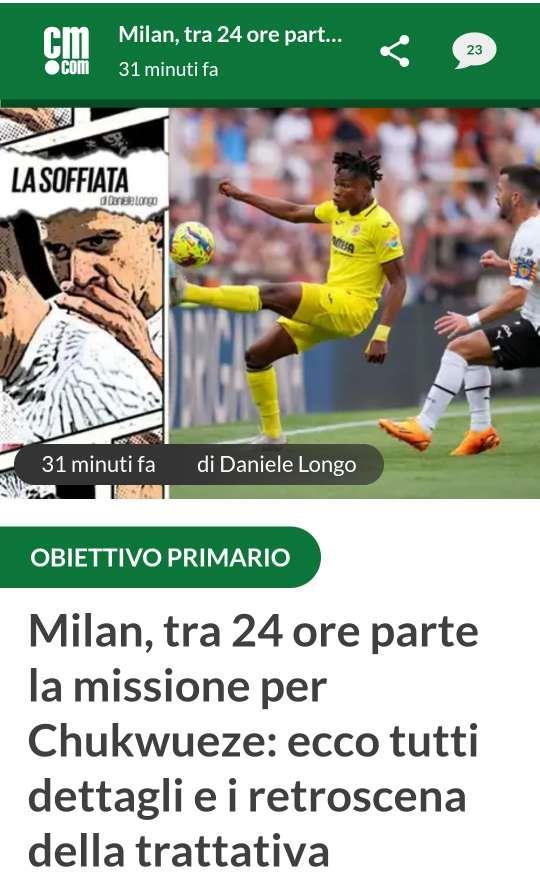 隆戈：米兰将在24-48小时内就丘库埃泽与比利亚