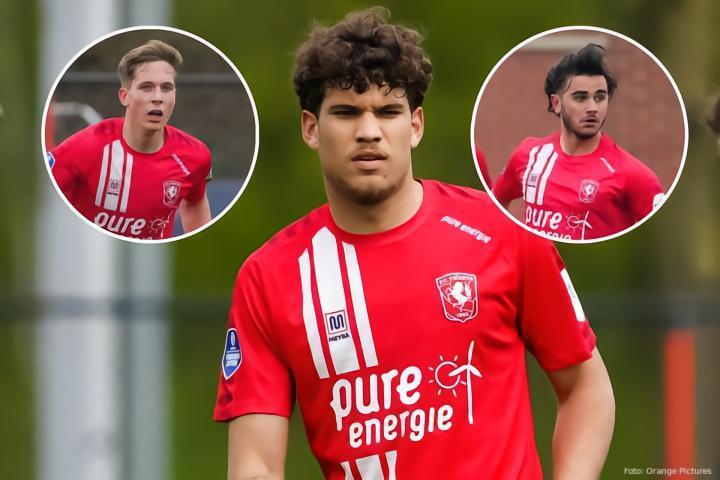 七名青年球员参加特温特足球俱乐部的第一次训练课