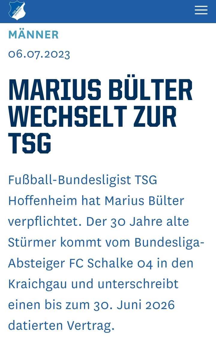 霍芬海姆宣布以包括奖金在内的400万欧元从沙尔克